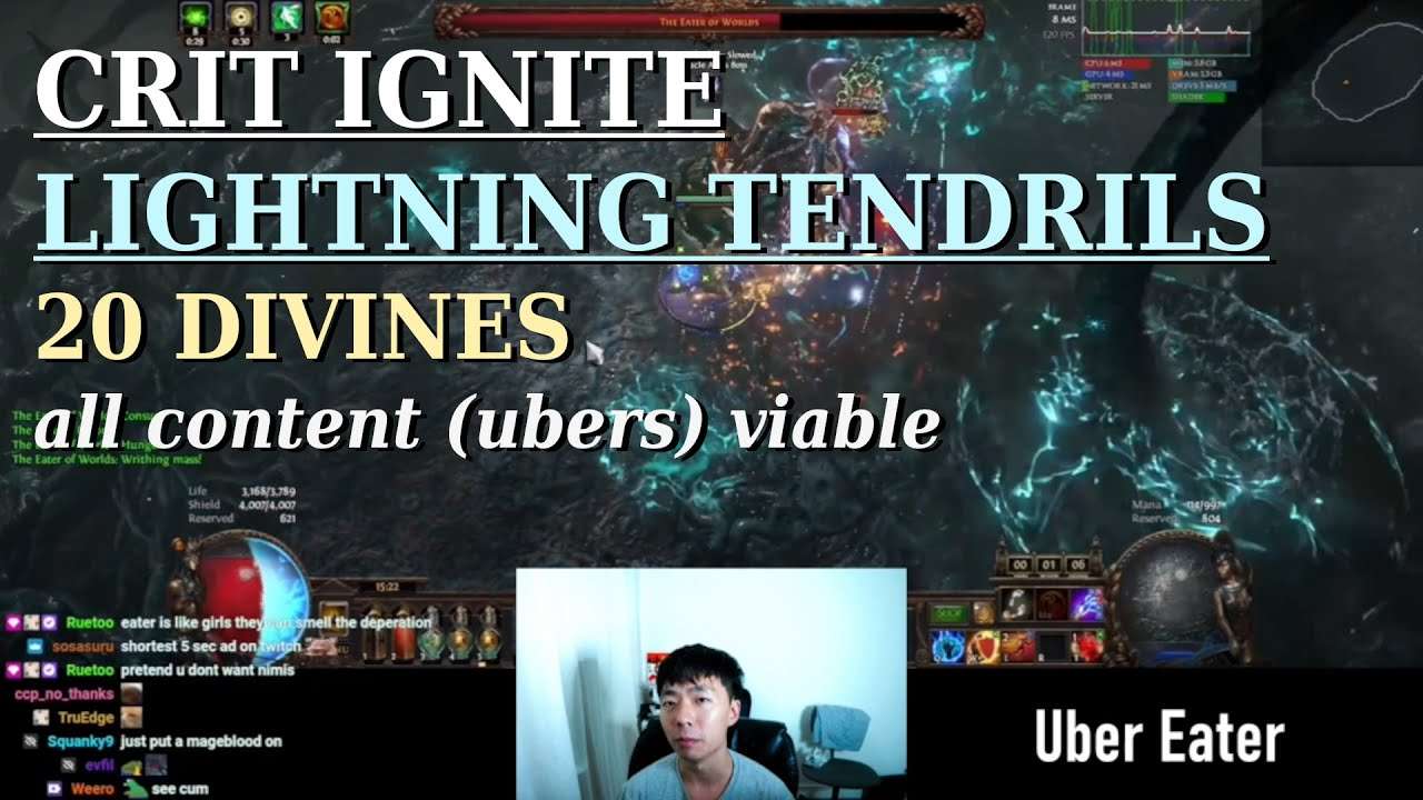 Crit Ignite Lightning Tendrils of Eccentricity Trickster [20 Divine Builds // Path of Exile 3.25]